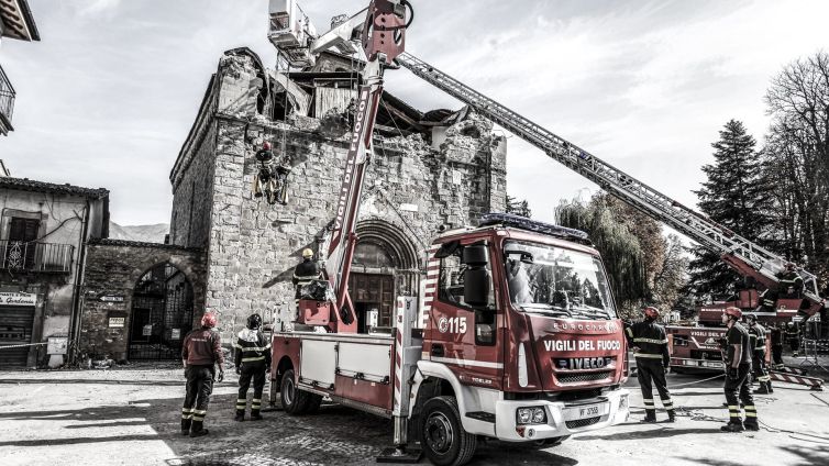 collapsed building